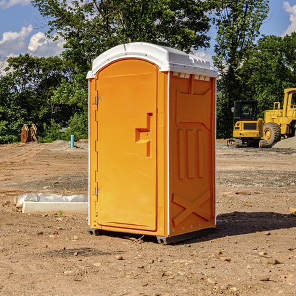 how often are the portable restrooms cleaned and serviced during a rental period in Buckland OH